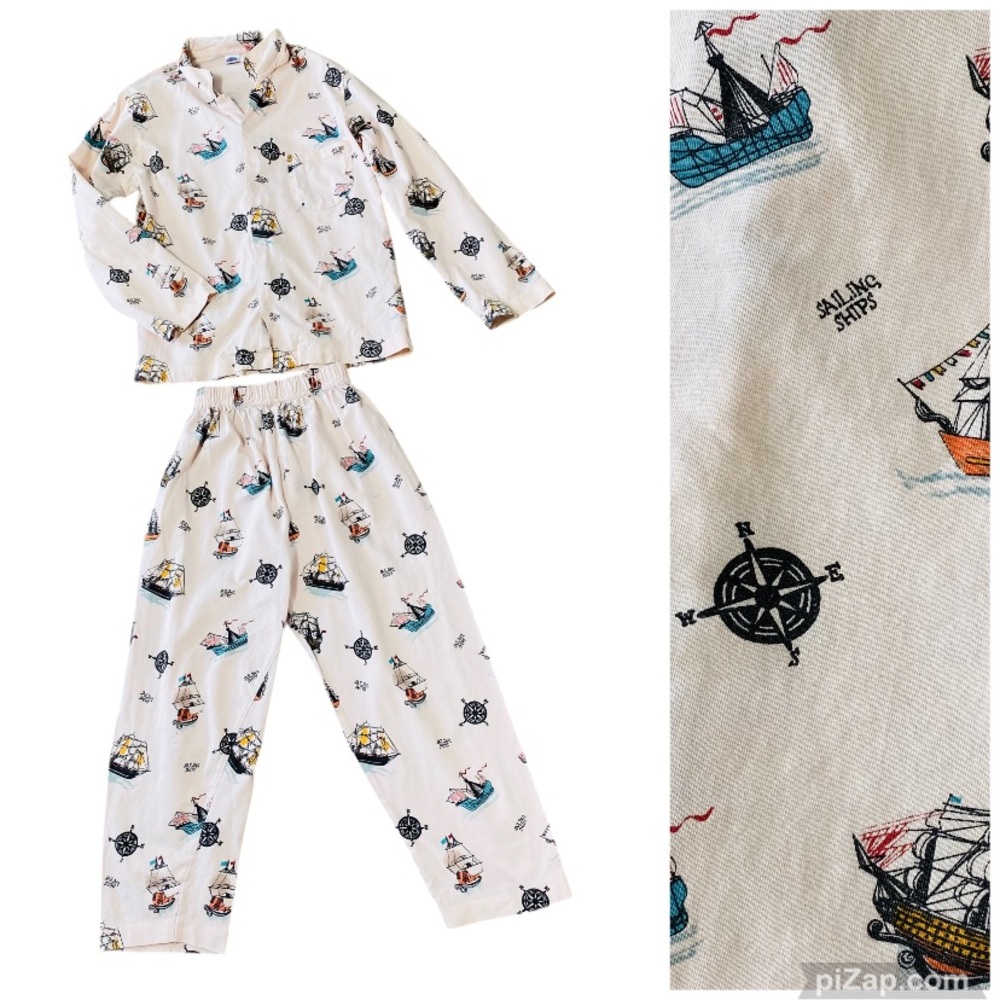 Kid's Sailing Ships Nautical Two Piece Pajama Set